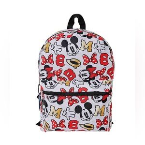 Disney Mickey Minnie Mouse All Over Print Backpack bag w/outer zippered Pocket